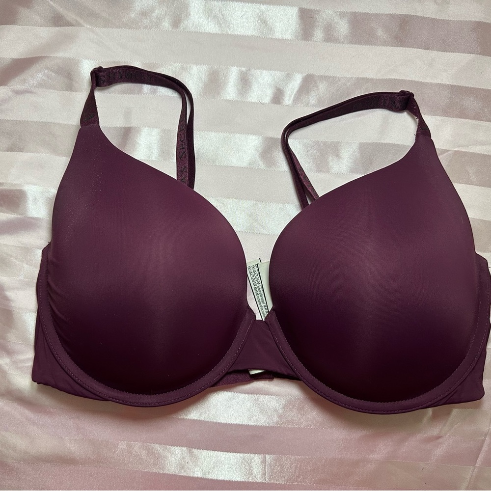Purple t-shirt push-up full coverage Victoria’s Secret 38D bra push up